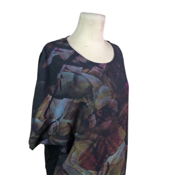 Elk The Label Black Multicolored Abstract Print Bubble Dress Silky Wool Rayon XS - Picture 2 of 7